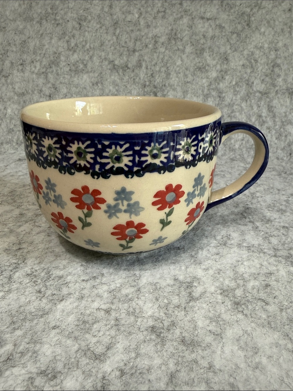 Vintage Hand-Painted Floral Ceramic mug from Poland